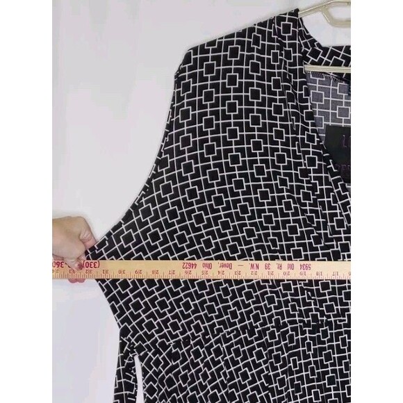 Love X Design Dress 4X Sleeveless Black Geometric Empire V-Neck Tie-Back Midi - Picture 5 of 11